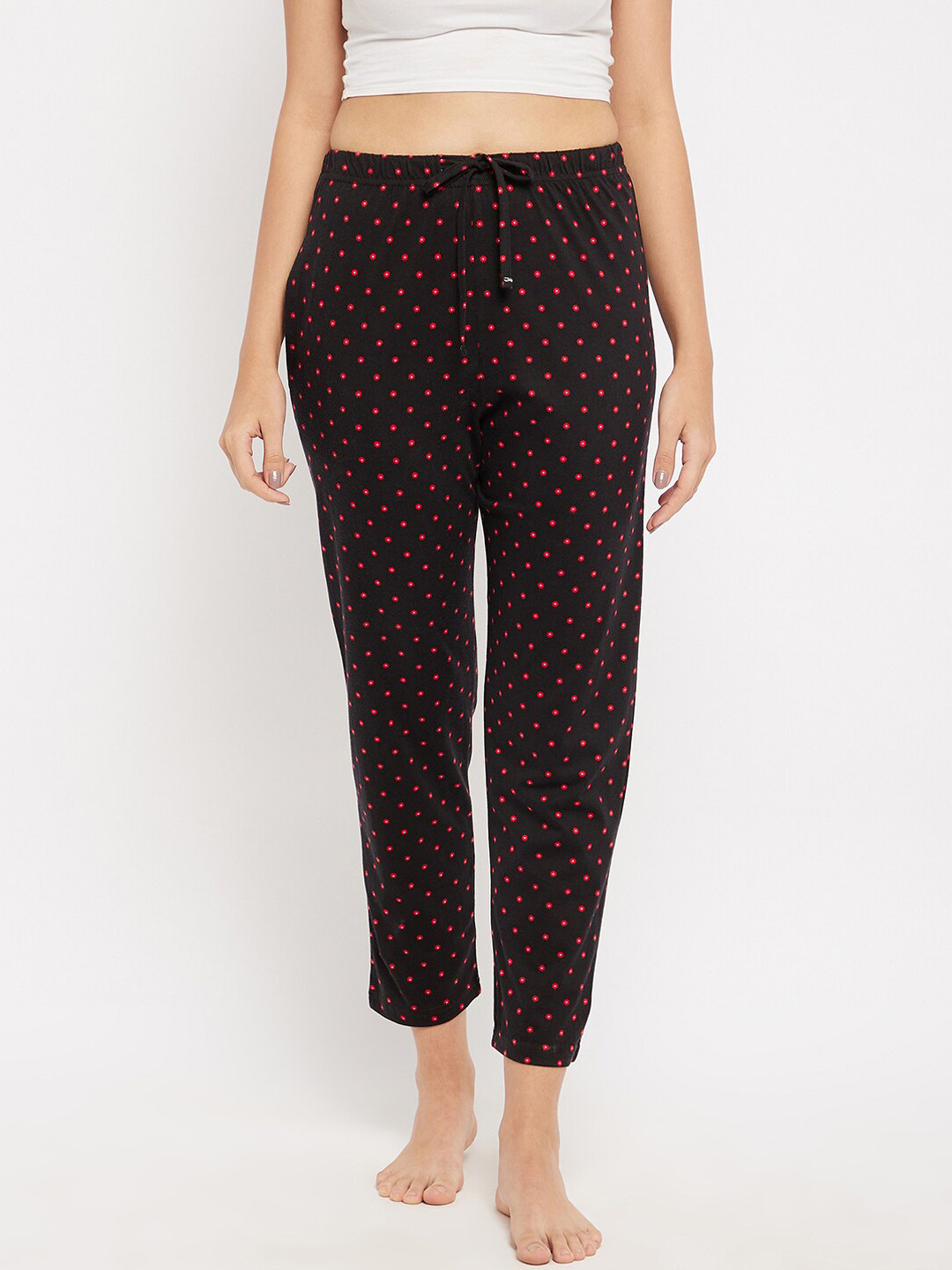 

C9 AIRWEAR Women Black & Red Printed Pure Cotton Lounge Pants