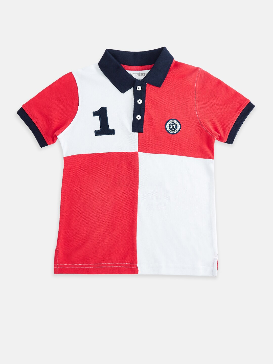 

Pantaloons Junior Boys White Colourblocked Polo Collar T-shirt