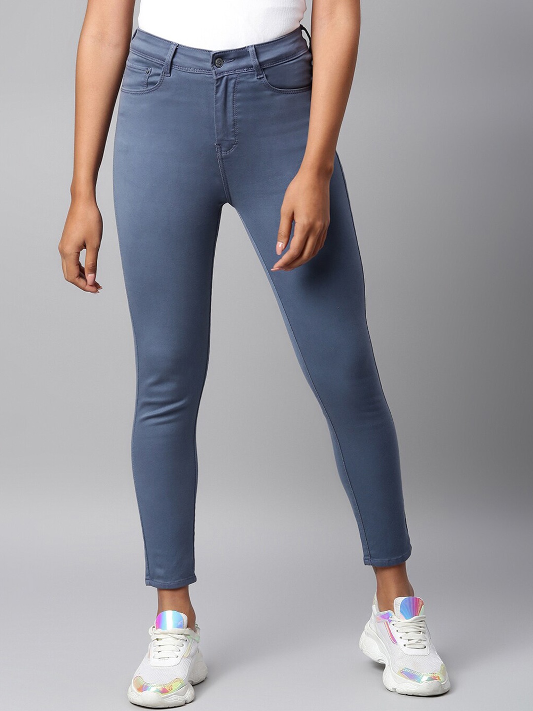

Code 61 Women Grey Skinny Fit High-Rise Jeans