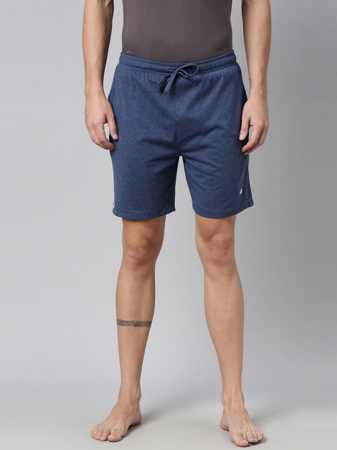 

DIXCY SCOTT Men Blue Presto Cotton Lounge Shorts With Pocket