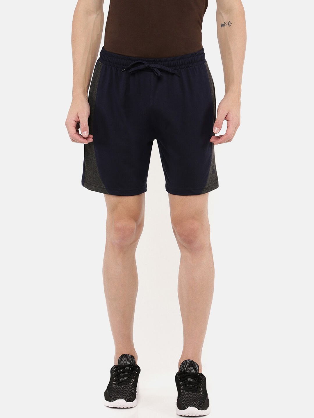 

DIXCY SCOTT Men Navy Blue Sports Shorts With A Concealed Zipper Pocket