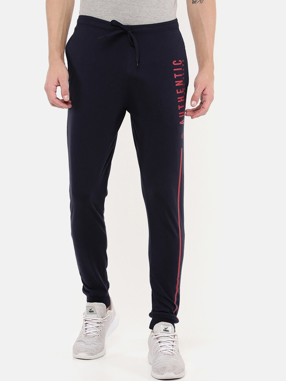 

DIXCY SCOTT Men Navy Blue Solid Slim-Fit Cotton Joggers