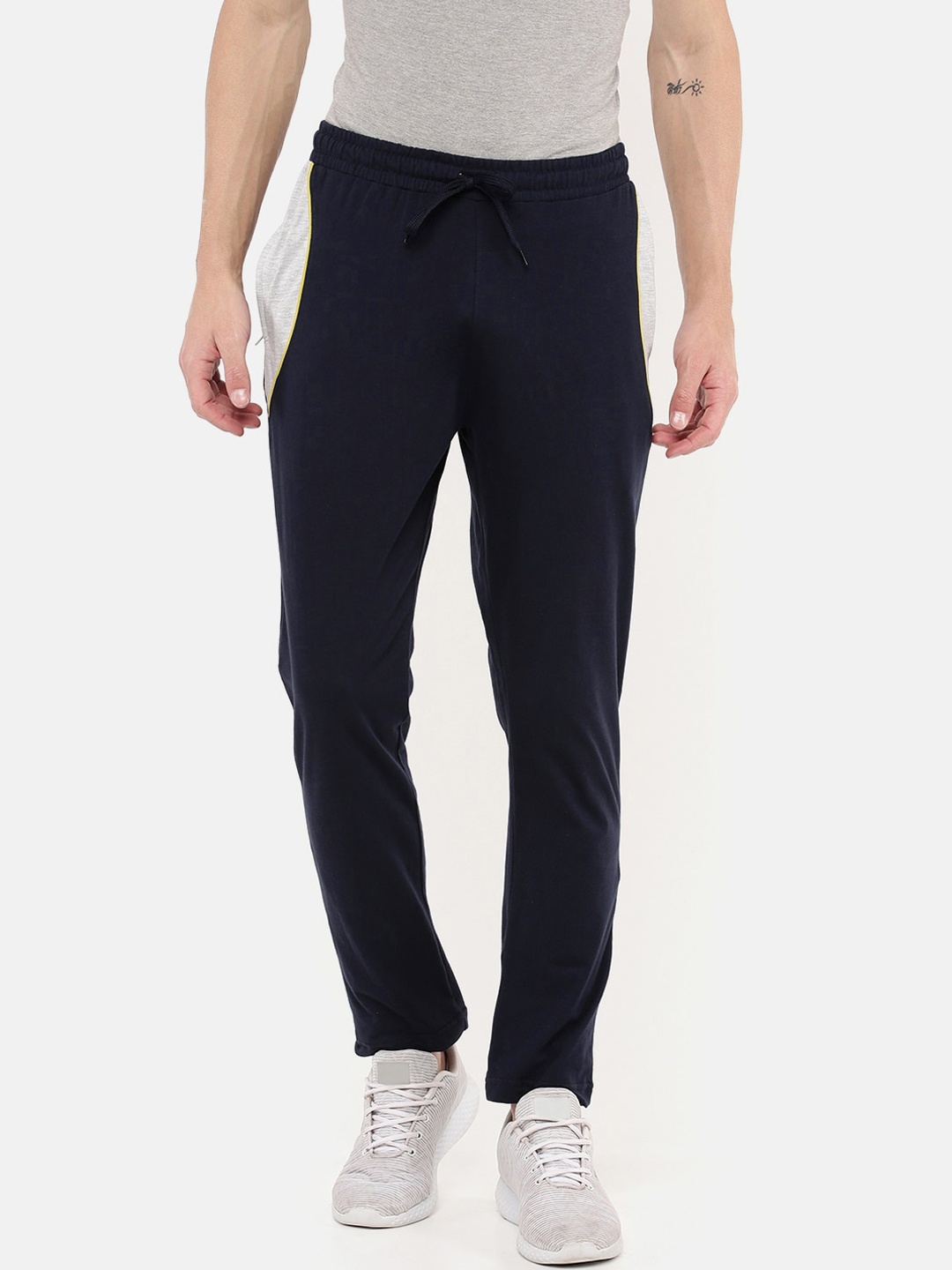 

DIXCY SCOTT Men Navy Blue Straight-Fit Cotton Track Pants