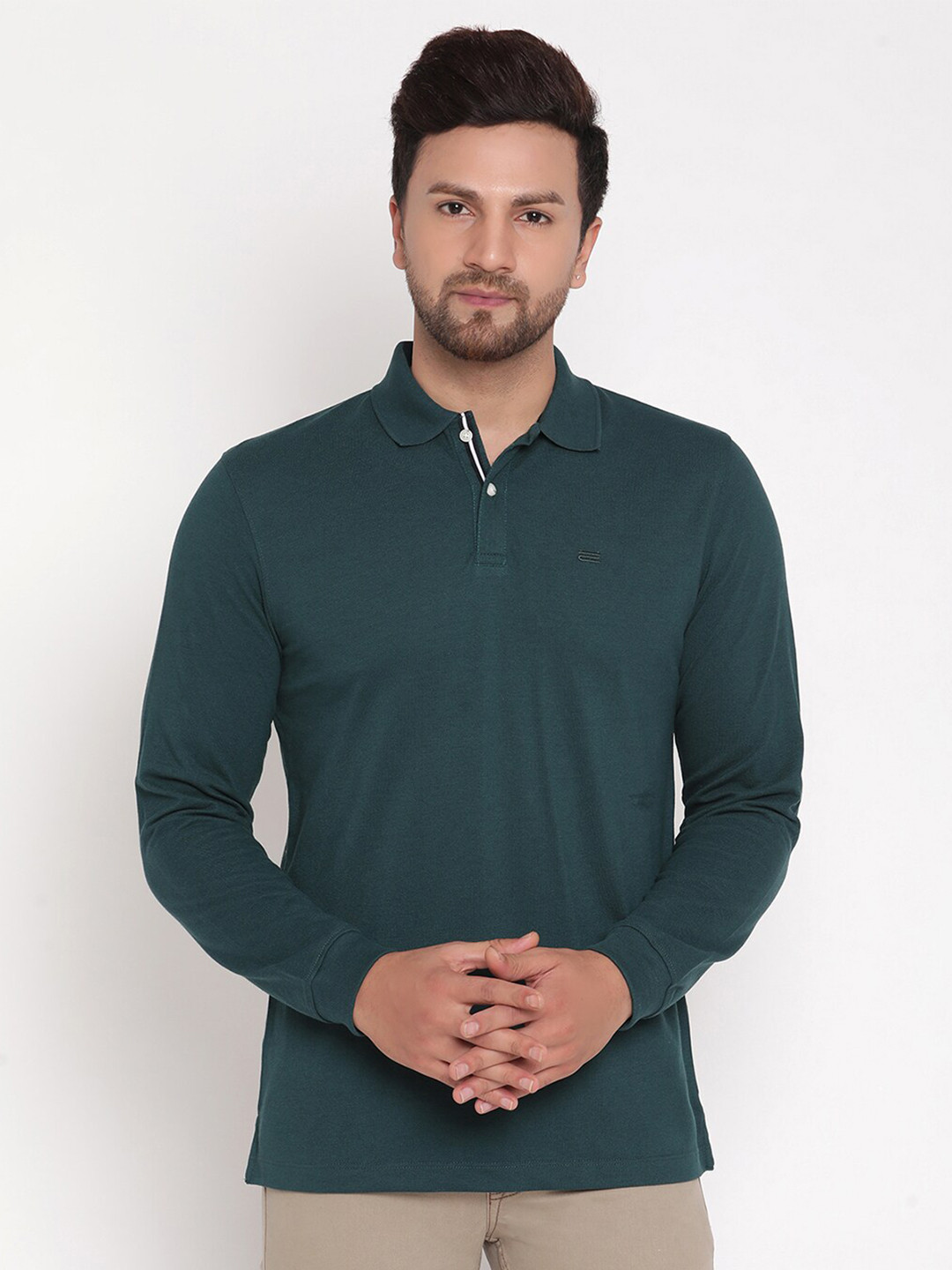

METTLE Men Green Polo Collar T-shirt