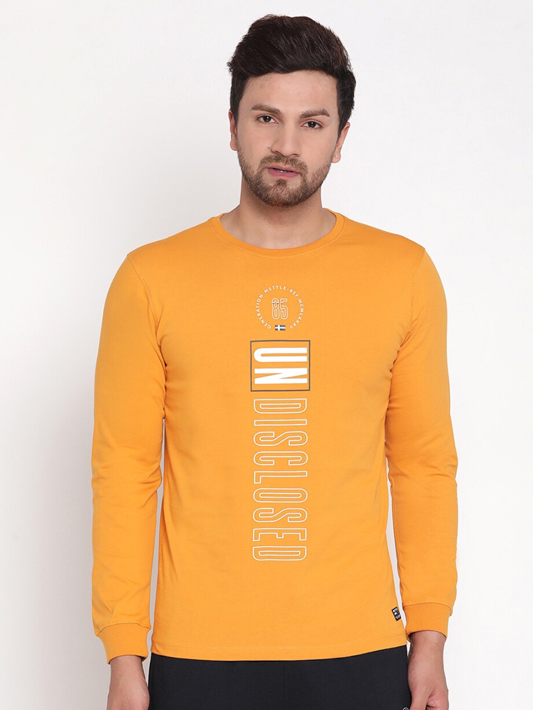 

METTLE Men Yellow Typography Printed T-shirt