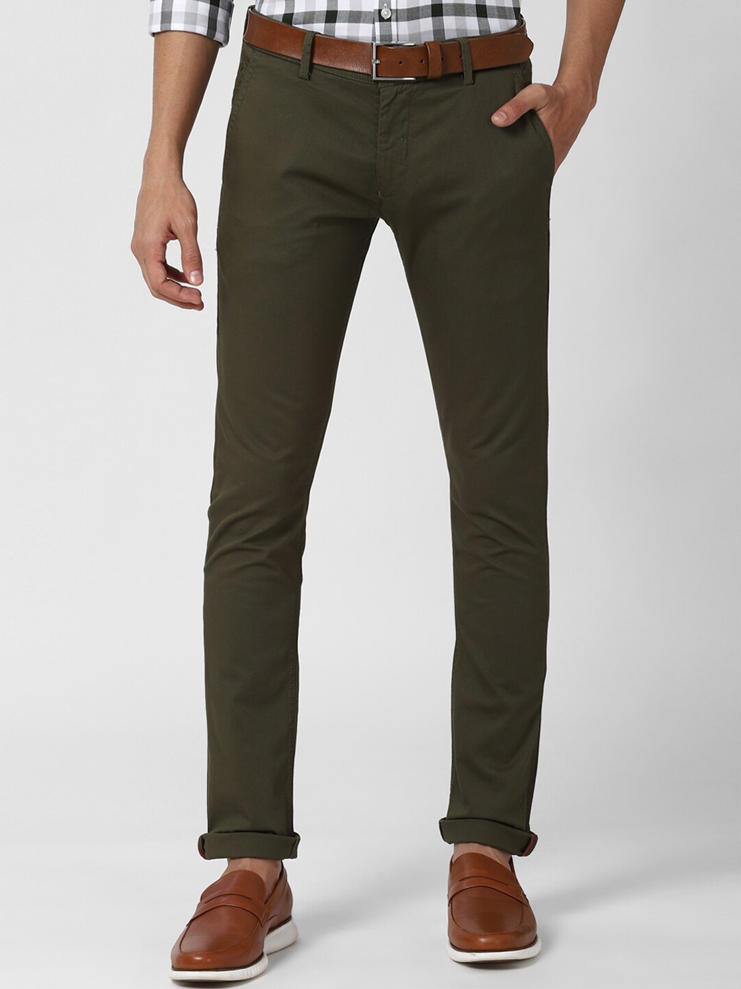 

Peter England Casuals Men Olive Green Trousers