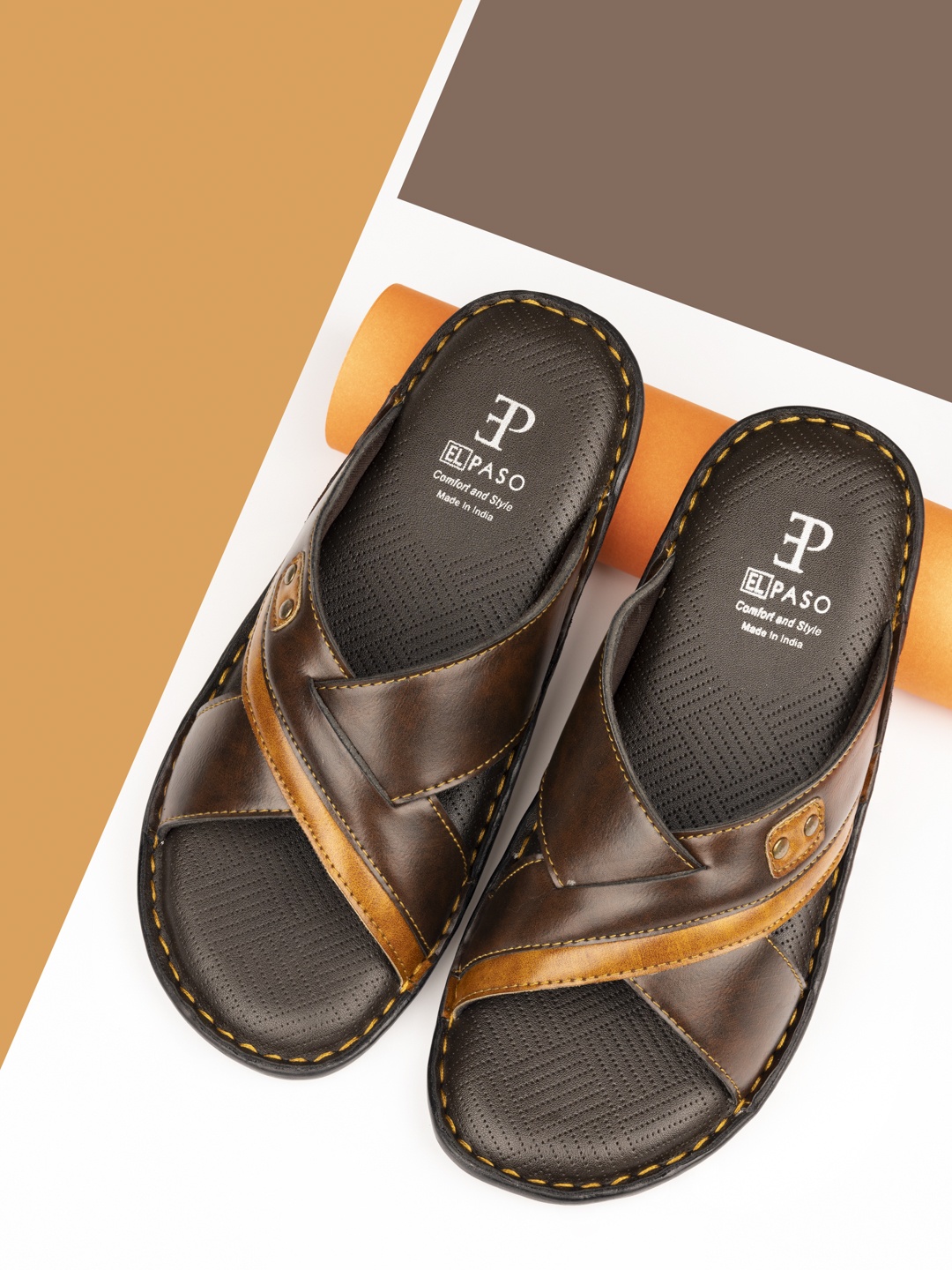 

El Paso Men Brown & Tan Slip-Ons