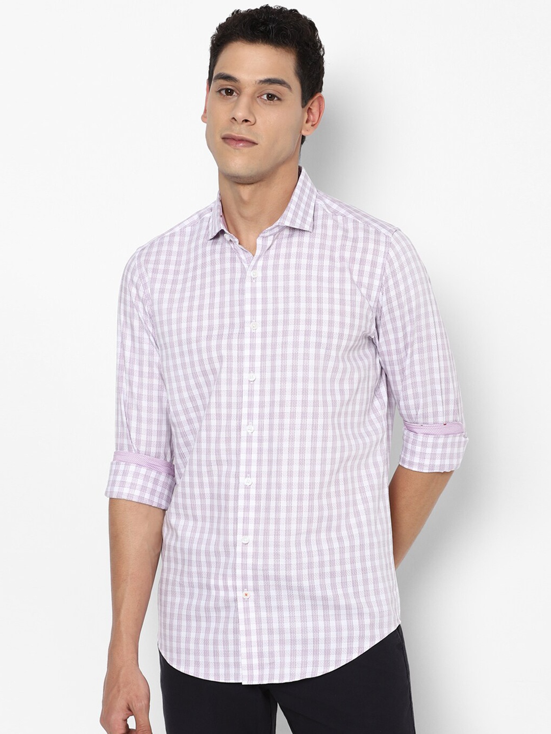 

SIMON CARTER LONDON Men Purple Slim Fit Opaque Checked Casual Shirt