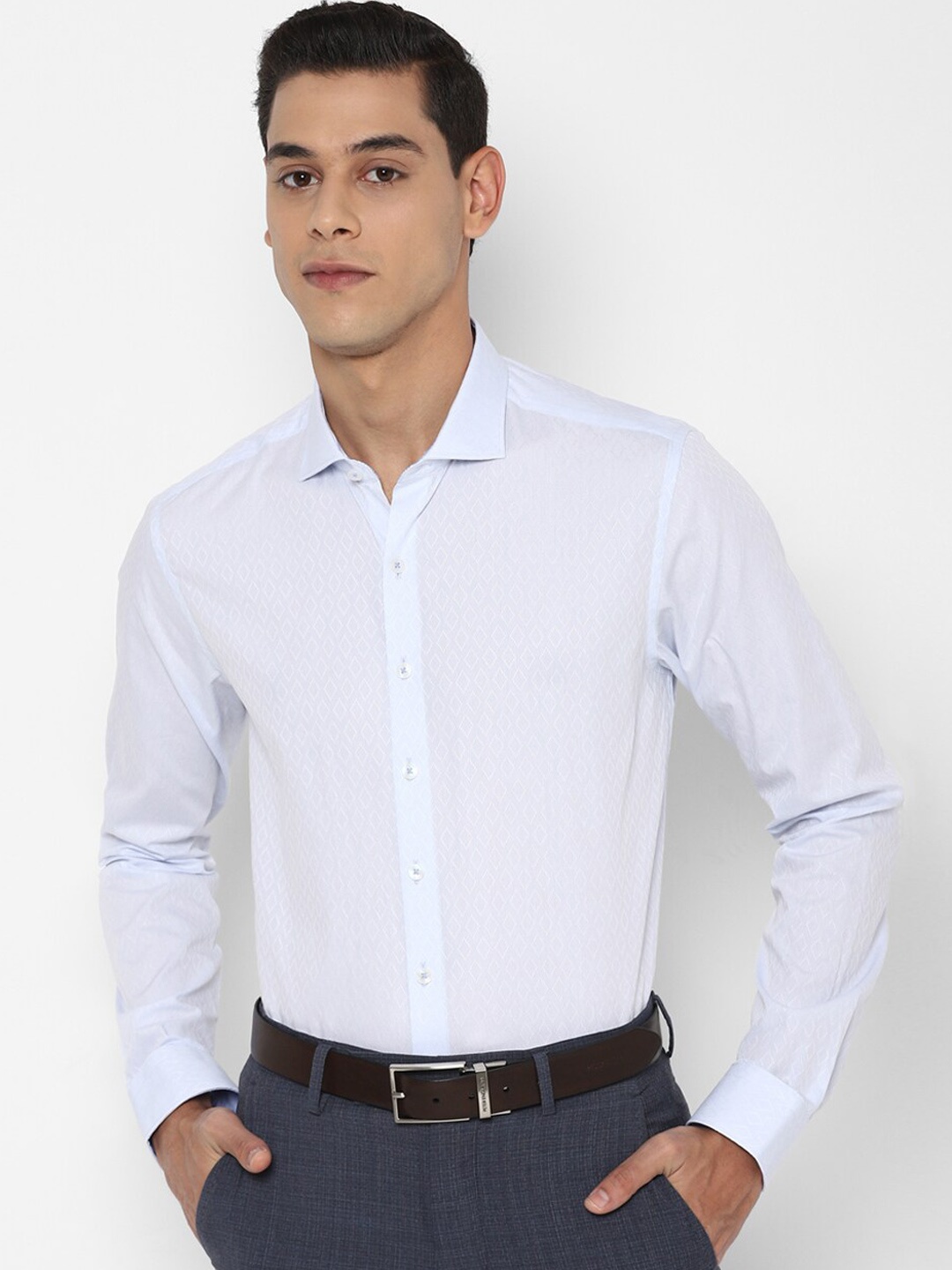 

SIMON CARTER LONDON Men Blue Slim Fit Opaque Printed Formal Shirt