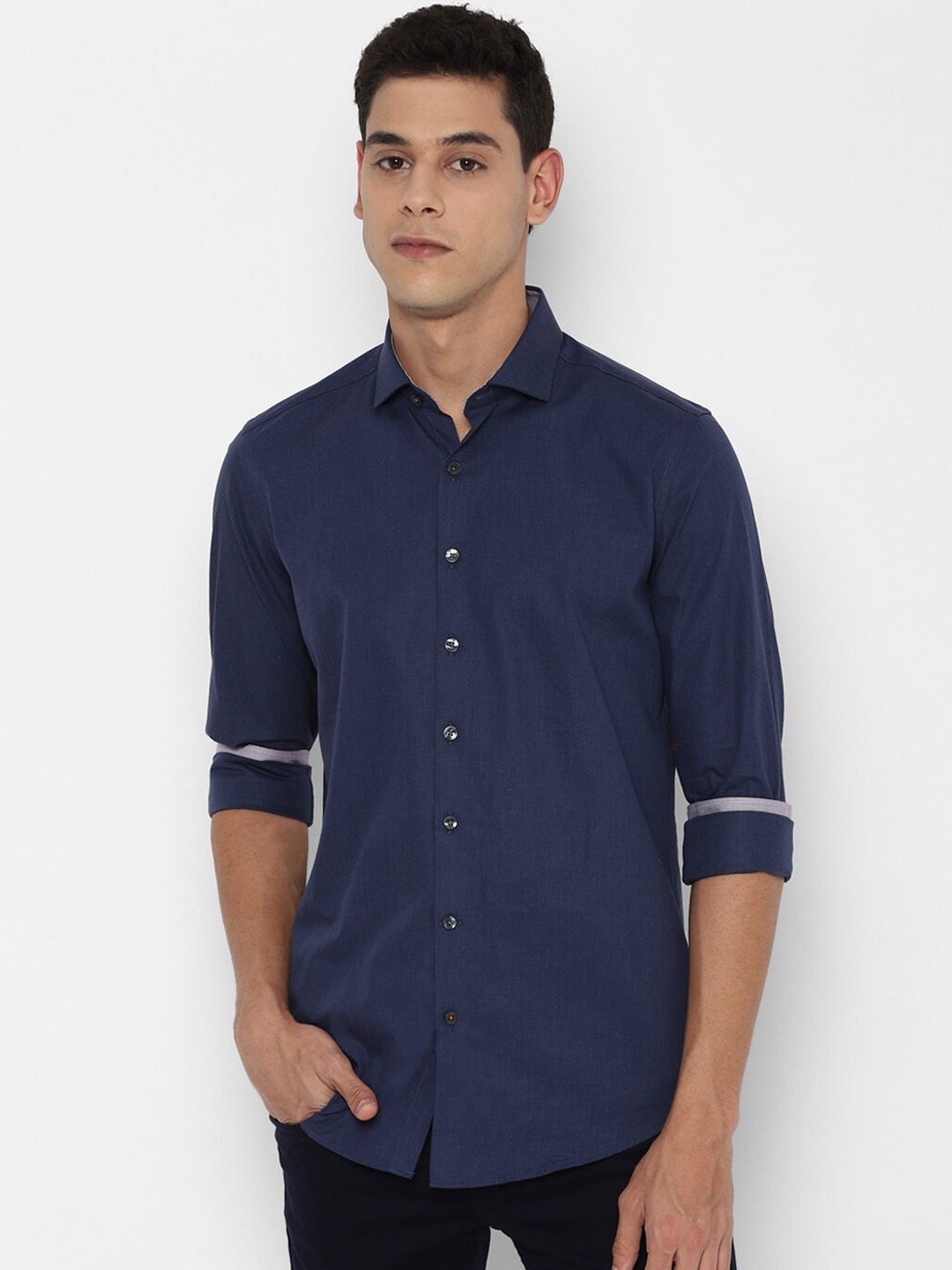 

SIMON CARTER LONDON Men Navy Blue Slim Fit Opaque Casual Shirt