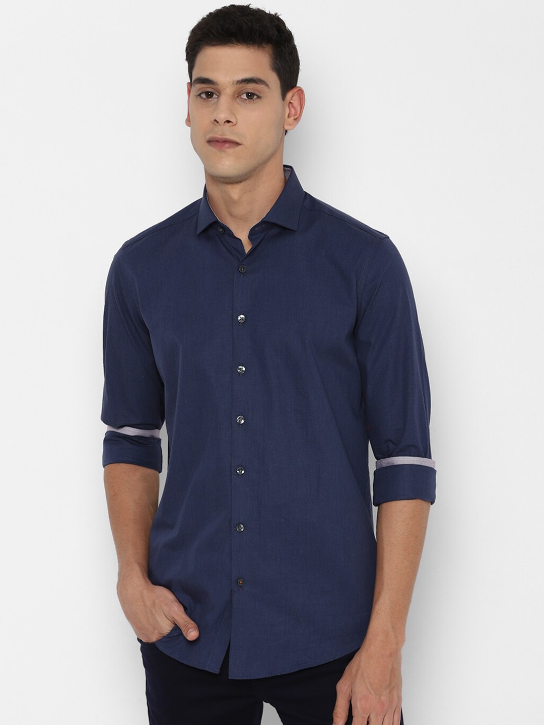 

SIMON CARTER LONDON Men Navy Blue Slim Fit Opaque Casual Shirt