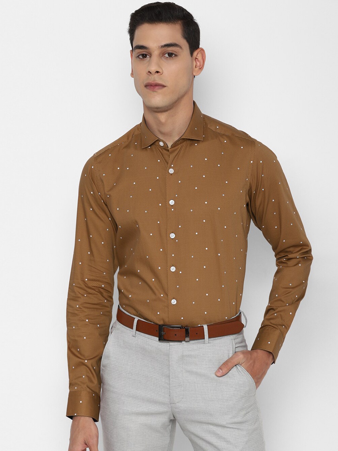 

SIMON CARTER LONDON Men Khaki Slim Fit Opaque Printed Formal Shirt
