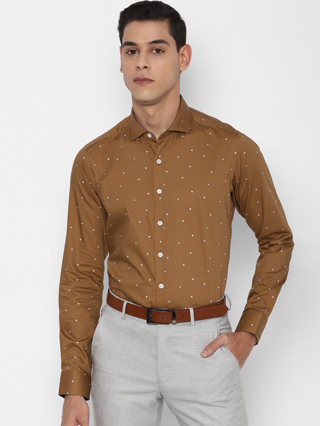 

SIMON CARTER LONDON Men Khaki Slim Fit Opaque Printed Formal Shirt