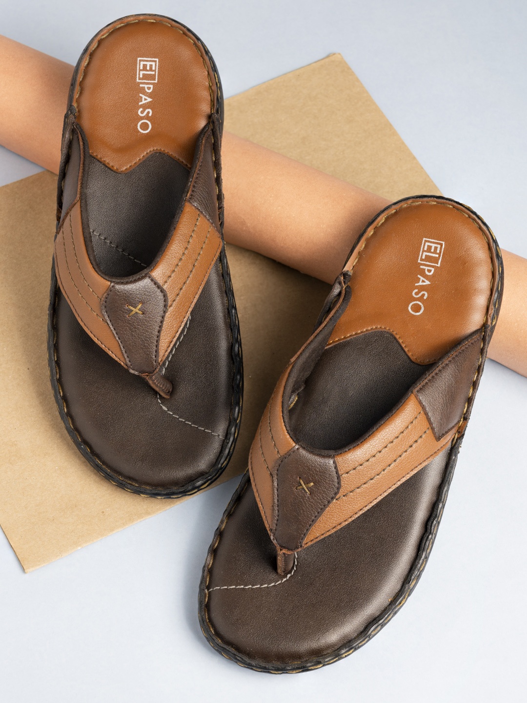 

El Paso Men Tan Comfort Sandals