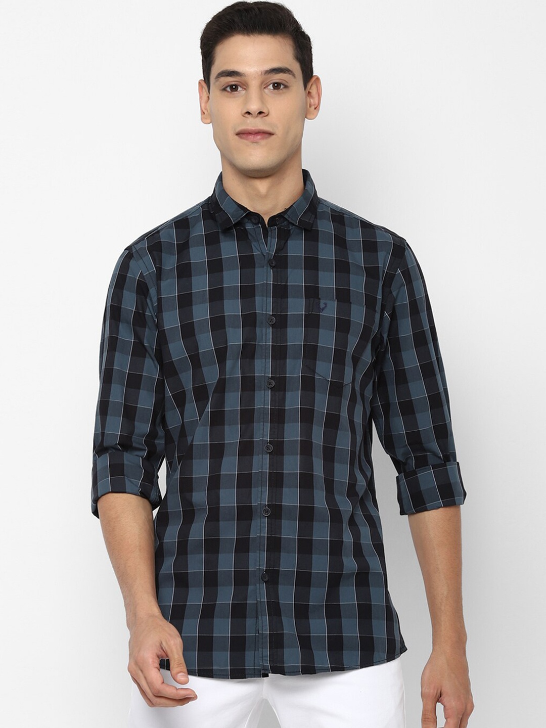 

Allen Solly Sport Men Blue Opaque Checked Casual Shirt