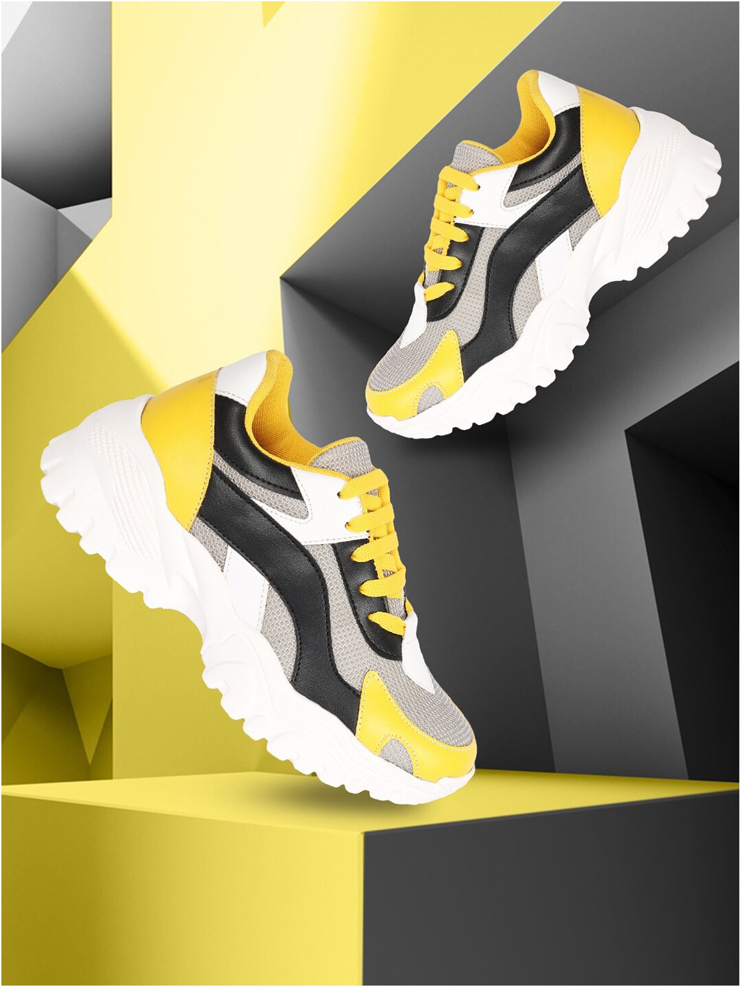 

Alishtezia Women Grey & Yellow Casual Walking Shoes