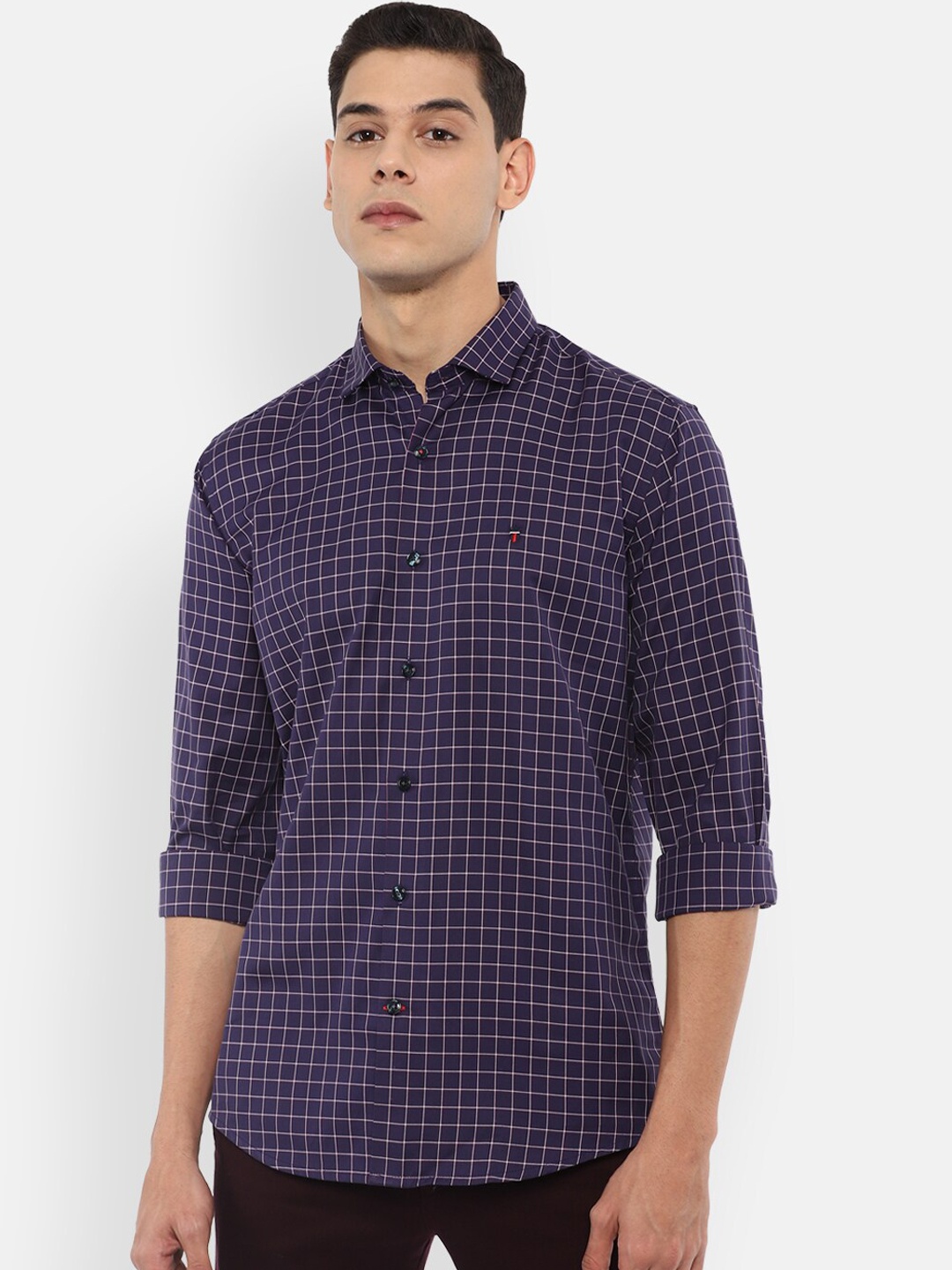 

Louis Philippe Sport Men Navy Blue Slim Fit Opaque Checked Casual Shirt