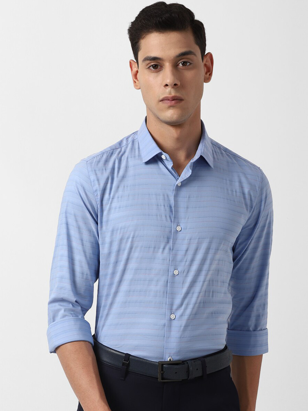 

Louis Philippe Sport Men Blue Slim Fit Opaque Horizontal Striped Casual Shirt