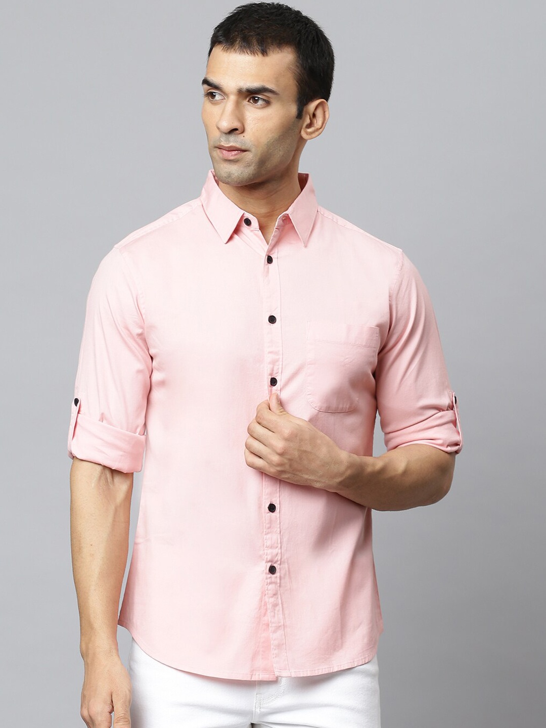 

Dennis Lingo Men Pink Modern Slim Fit Opaque Casual Shirt