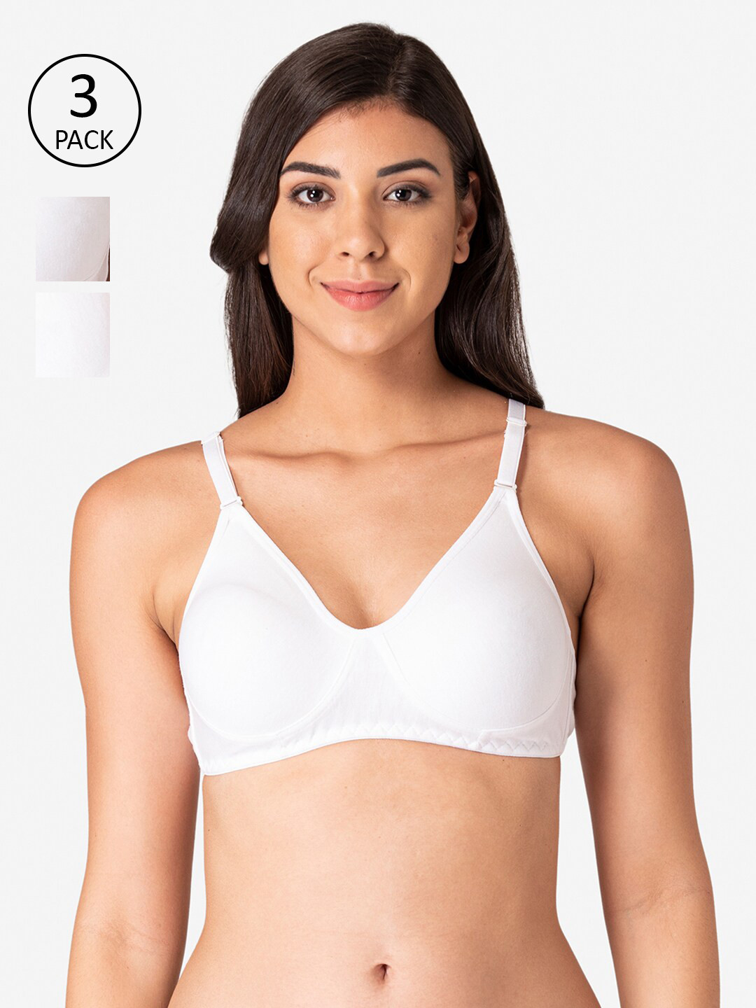

KOMLI Women White Pack Of 3 T-shirt Bra