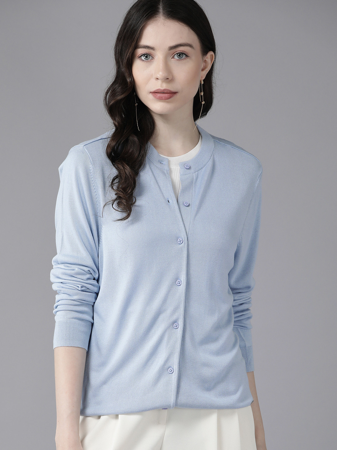 

Van Heusen Woman Solid Fine Knit Cardigan, Blue