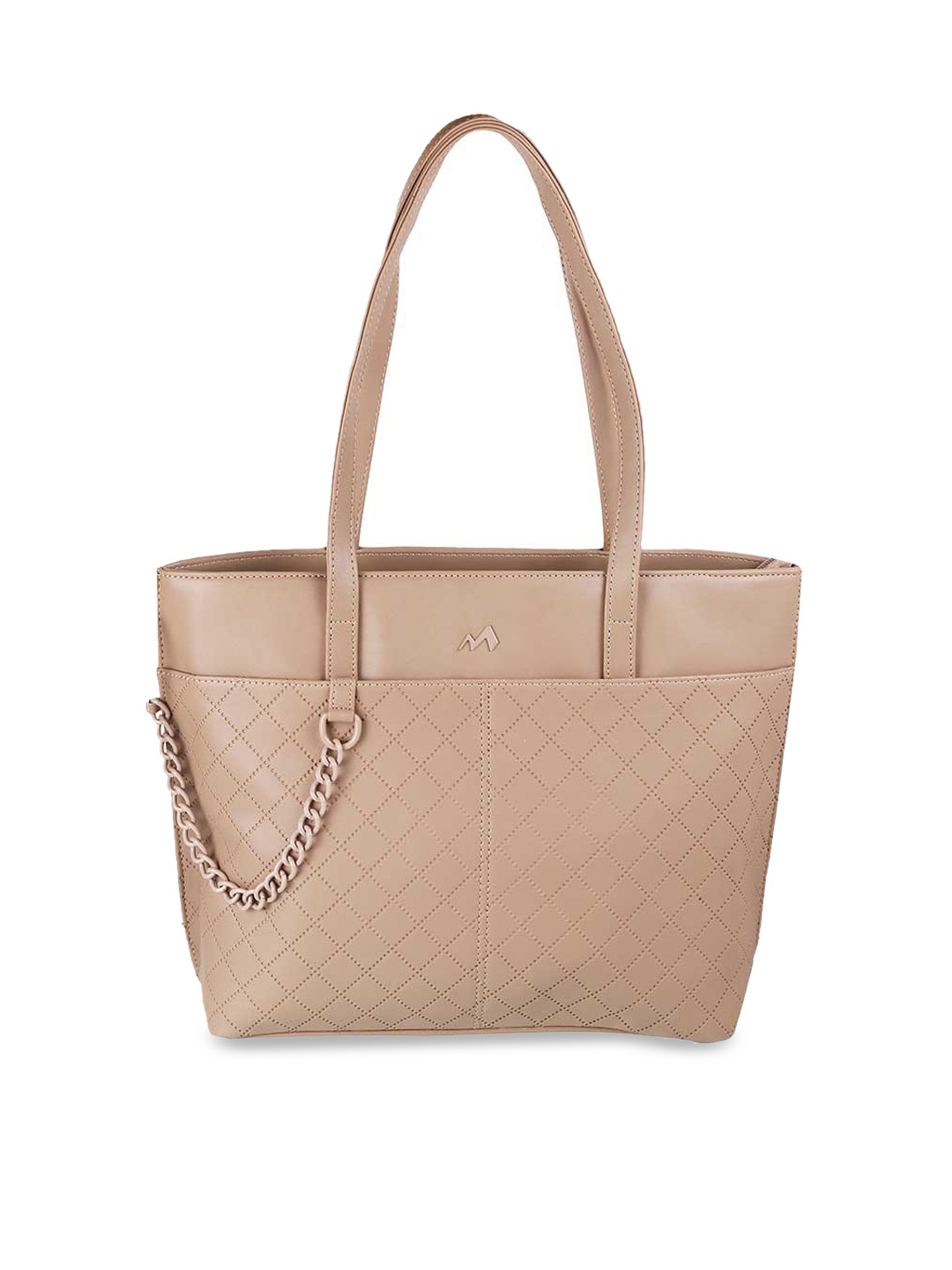 

Metro Beige Textured PU Shopper Tote Bag with Quilted