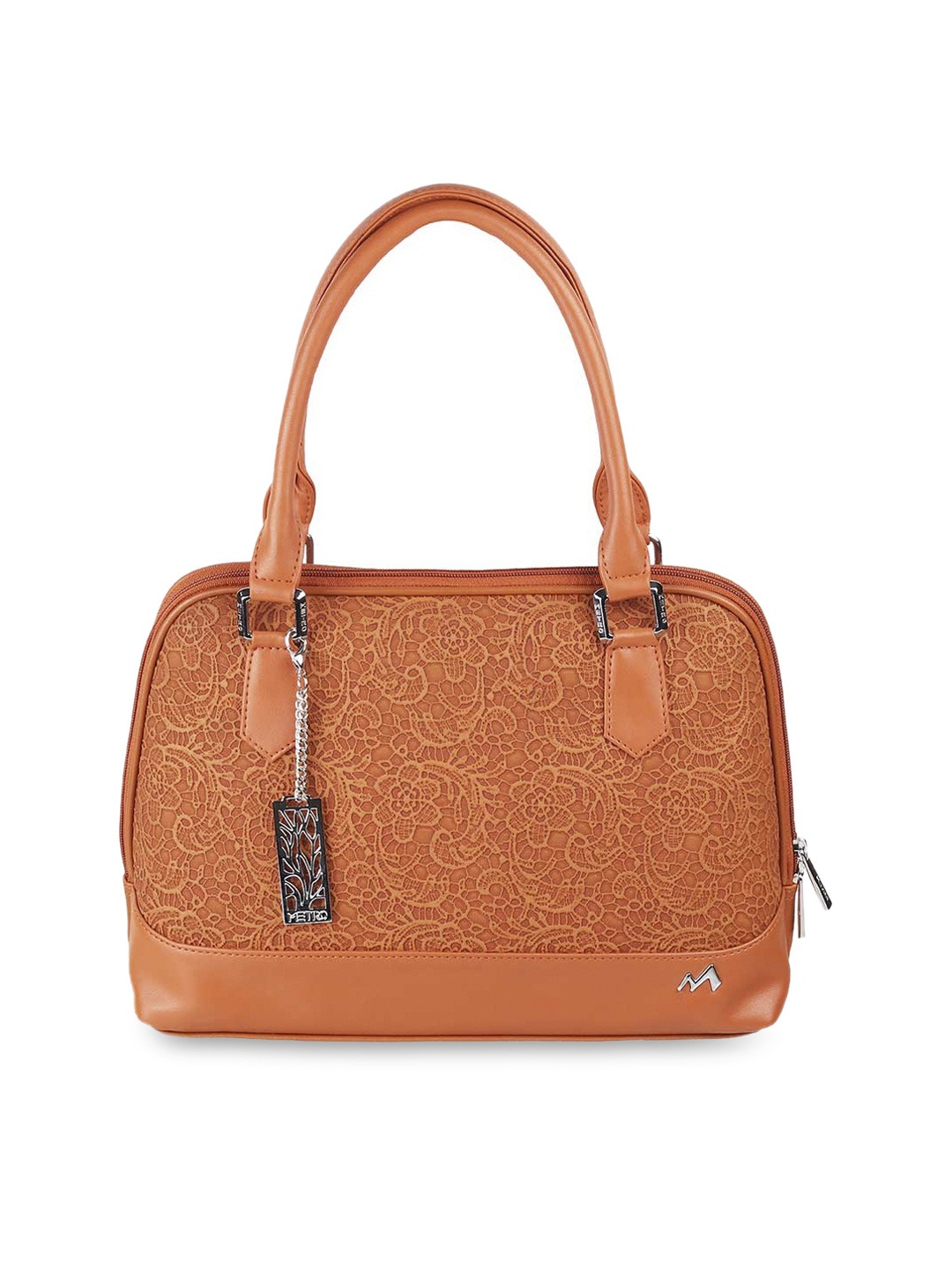 

Metro Women Tan Textured Structured Handheld Bag with Tasselled
