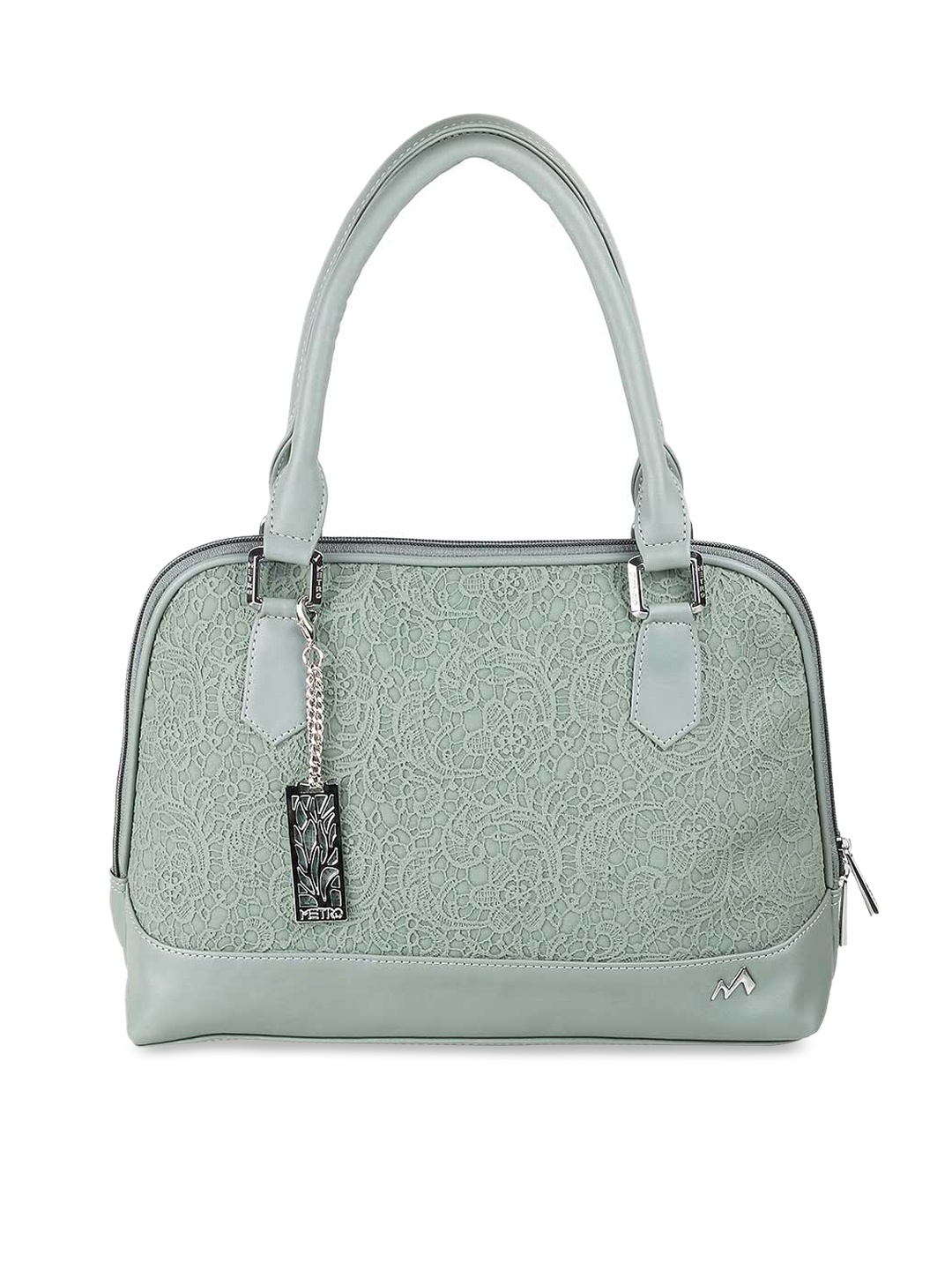 

Metro Green Textured Structured Handheld Bag