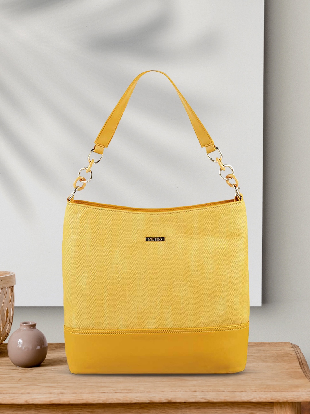 

Metro Women Yellow PU Shopper Tote Bag