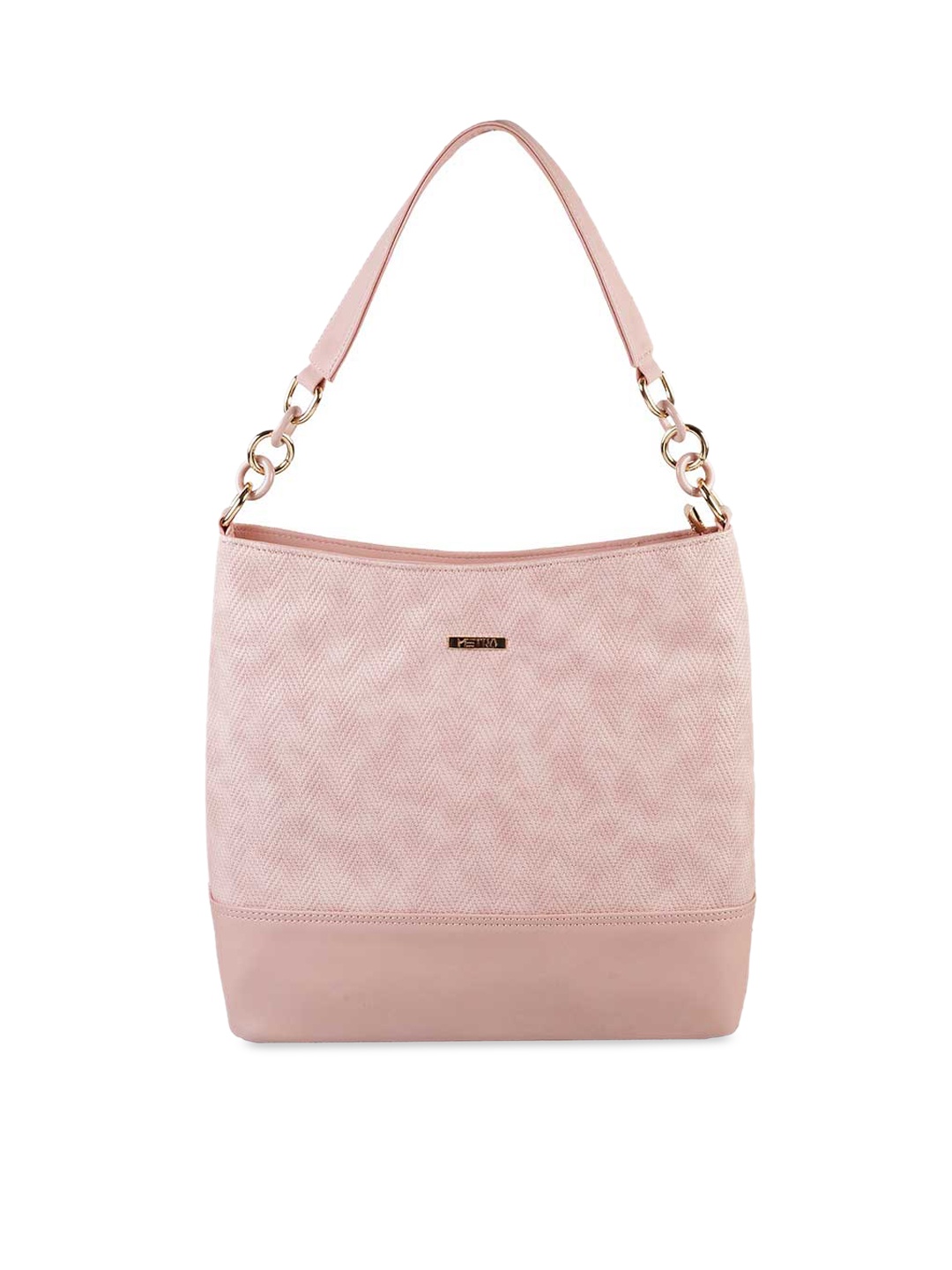 

Metro Women Peach-Coloured Textured PU Shopper Hobo Bag
