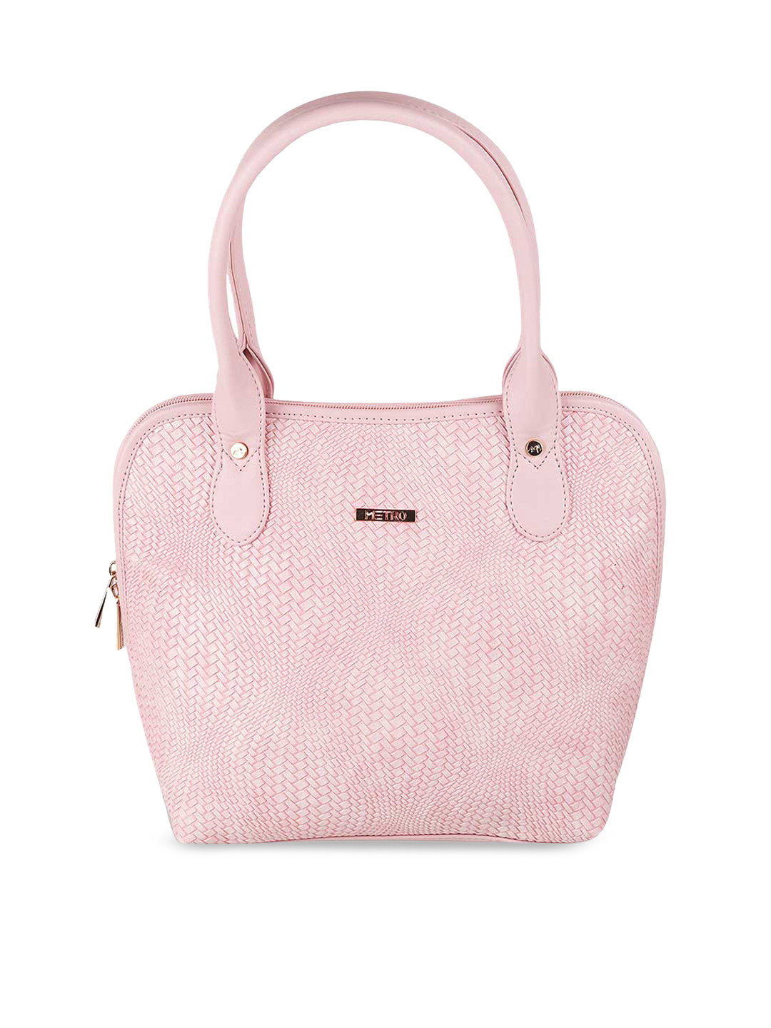

Metro Women Pink Textured Structured Handheld Bag