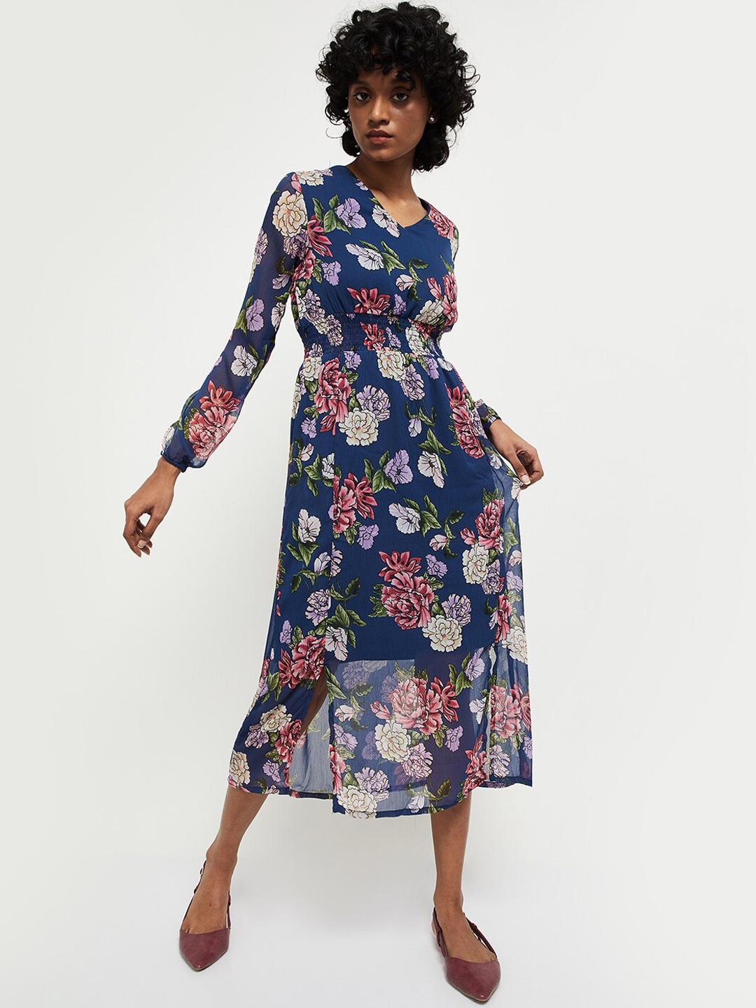 

max Women Blue Floral Midi Dress