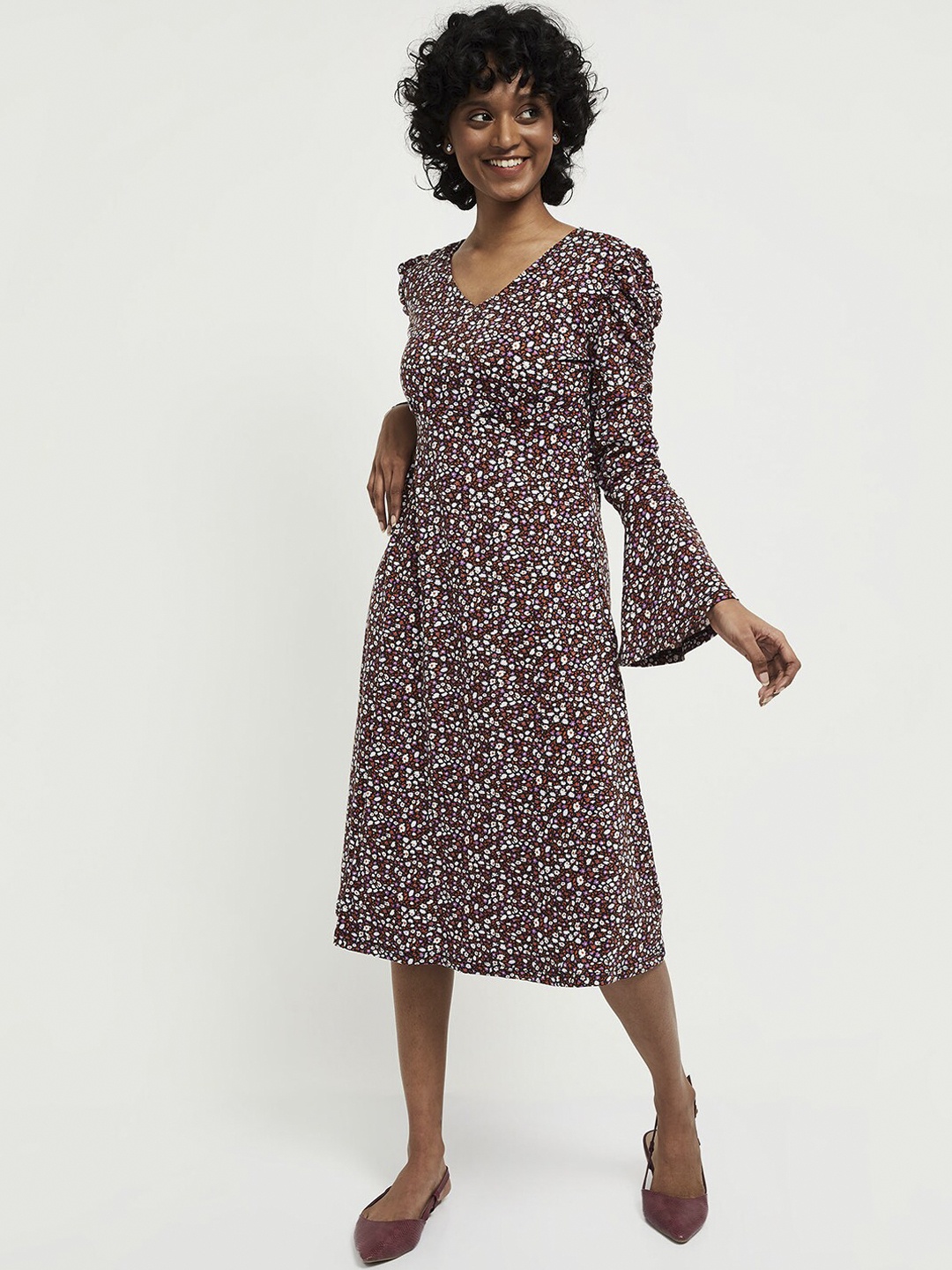 

max Women Black Floral Printed A-Line Dress