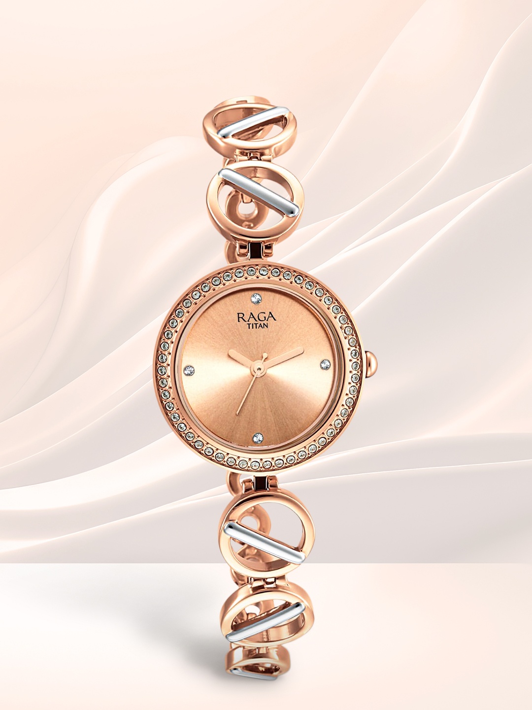 

Titan Women Rose Gold-Toned Brass Embellished Dial & Bracelet Style Straps Analogue Watch