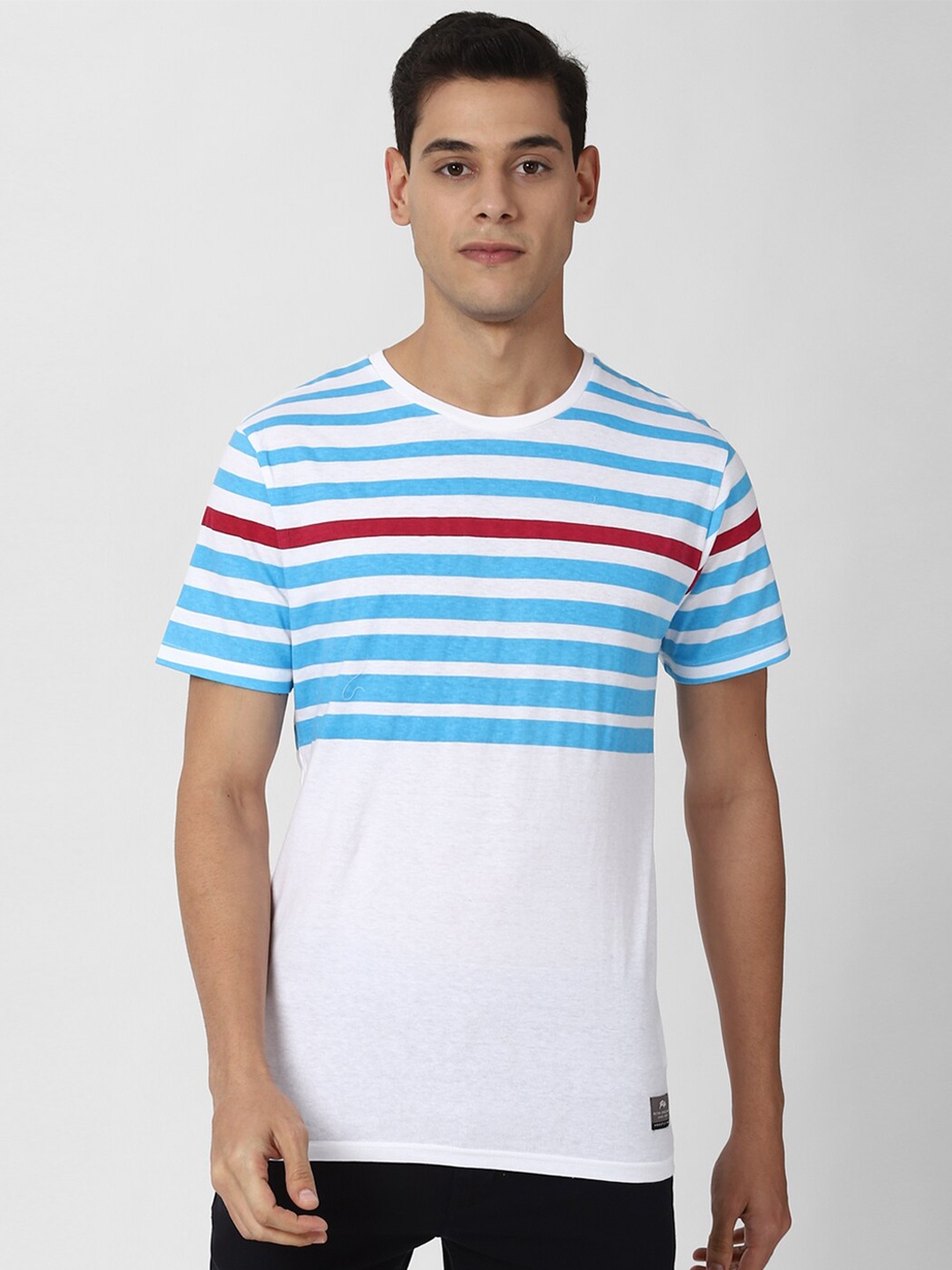 

Peter England Casuals Men White Striped T-shirt