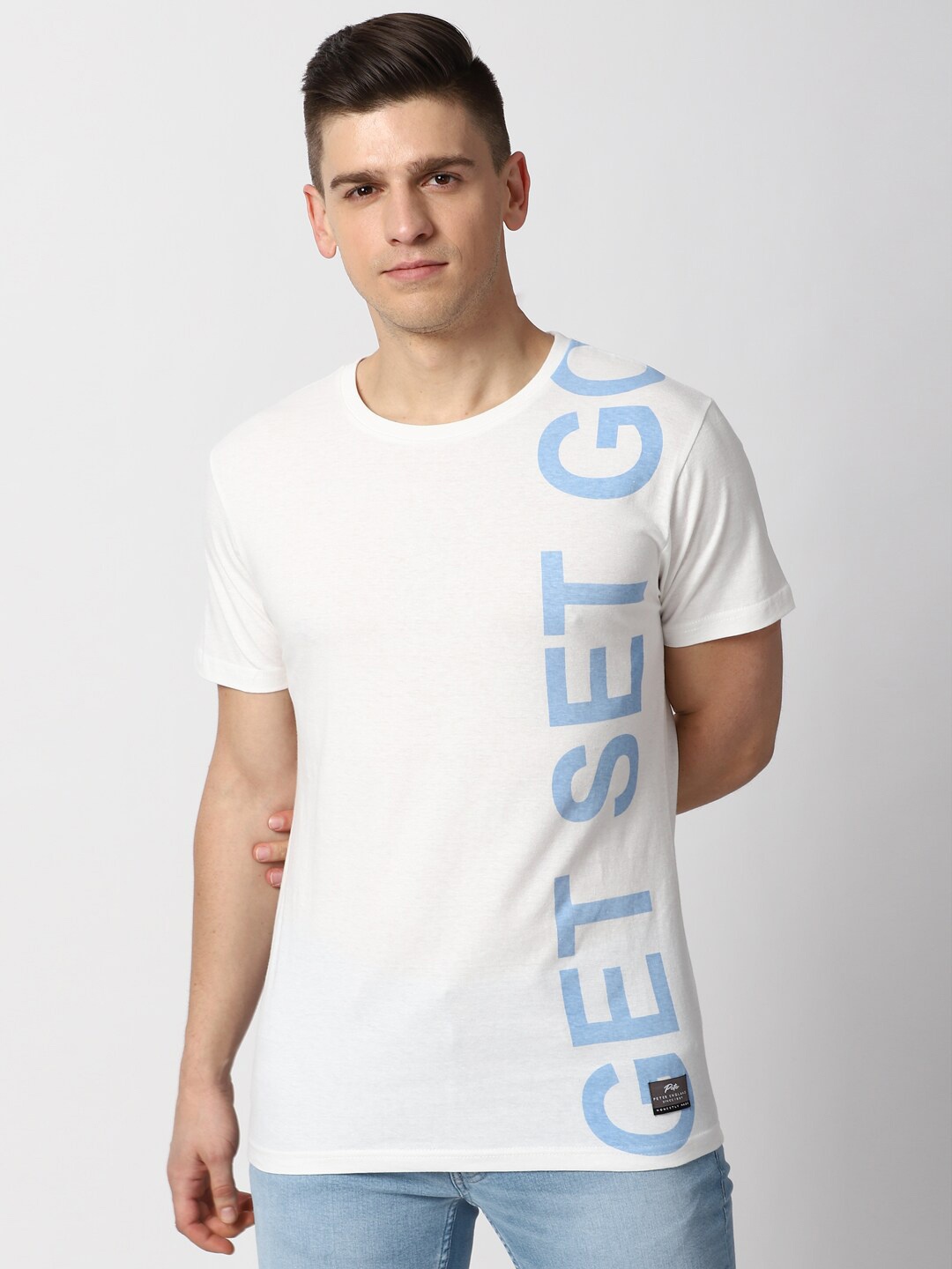 

Peter England Casuals Men White Typography Printed T-shirt