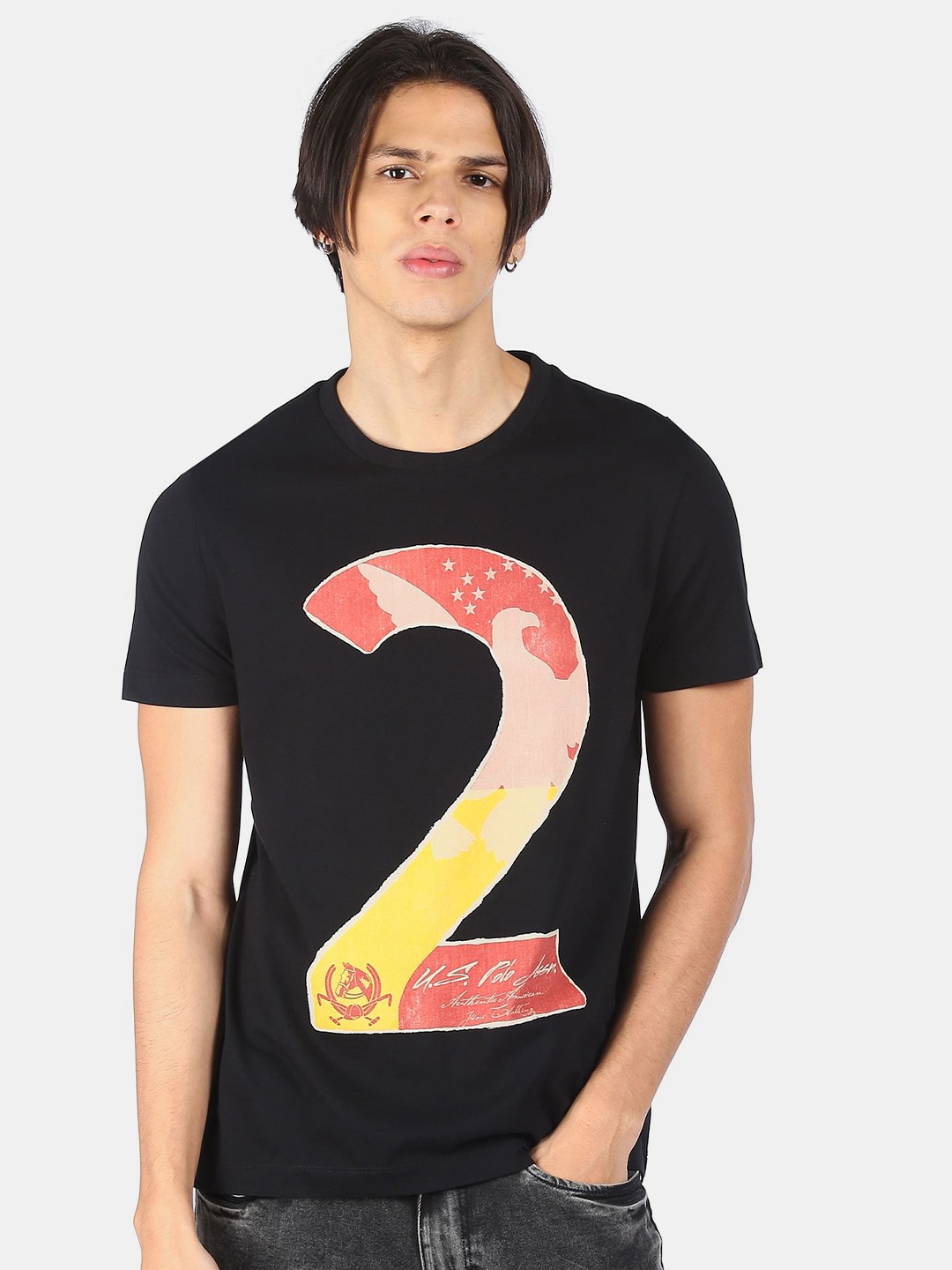 

U.S. Polo Assn. Denim Co. Men Black Typography Printed T-shirt