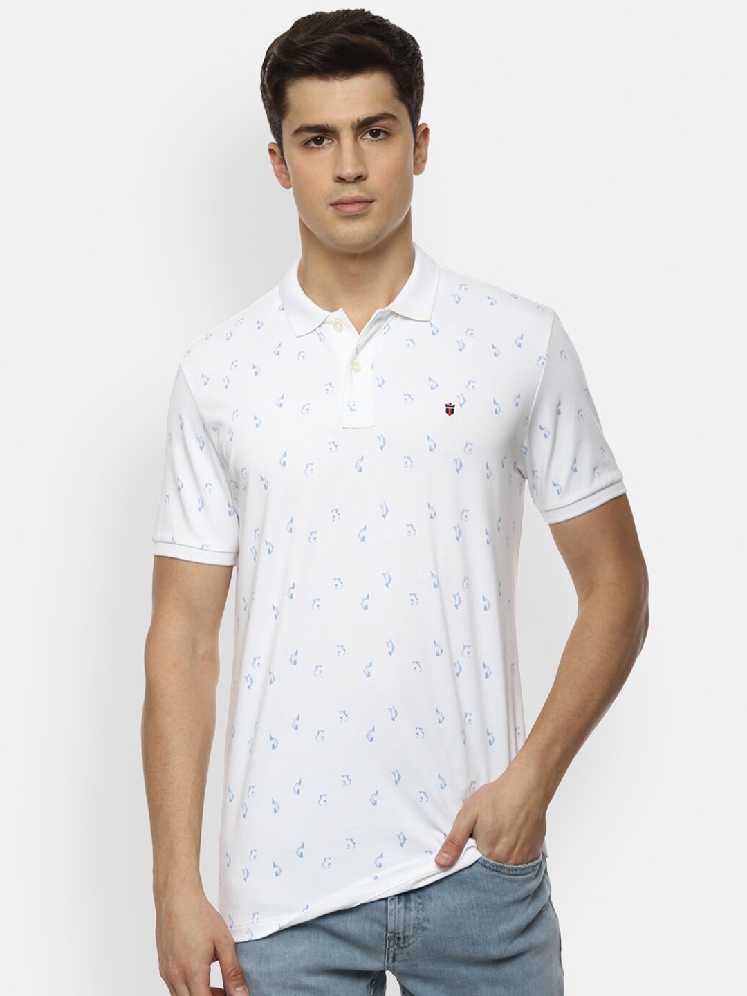 

Louis Philippe Sport Men White Printed Polo Collar T-shirt