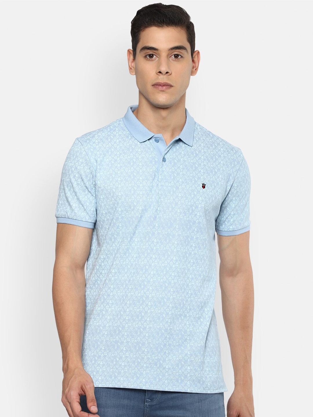 

Louis Philippe Sport Men Blue Printed Polo Collar T-shirt