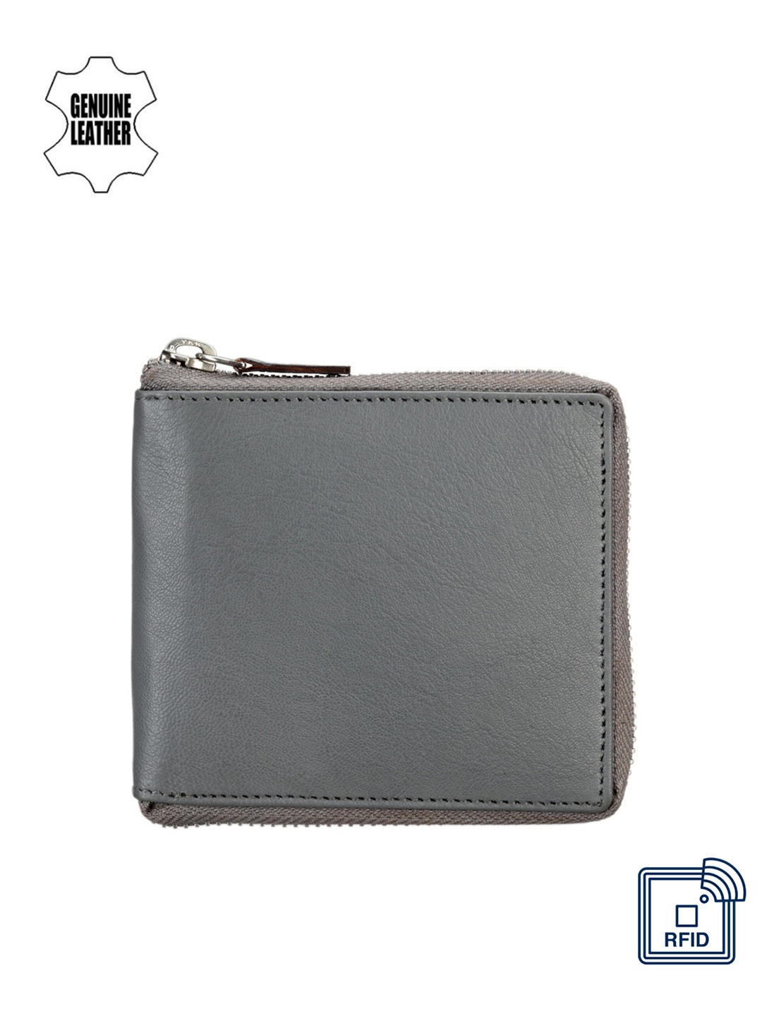 

Teakwood Leather Unisex Grey Leather Wallet