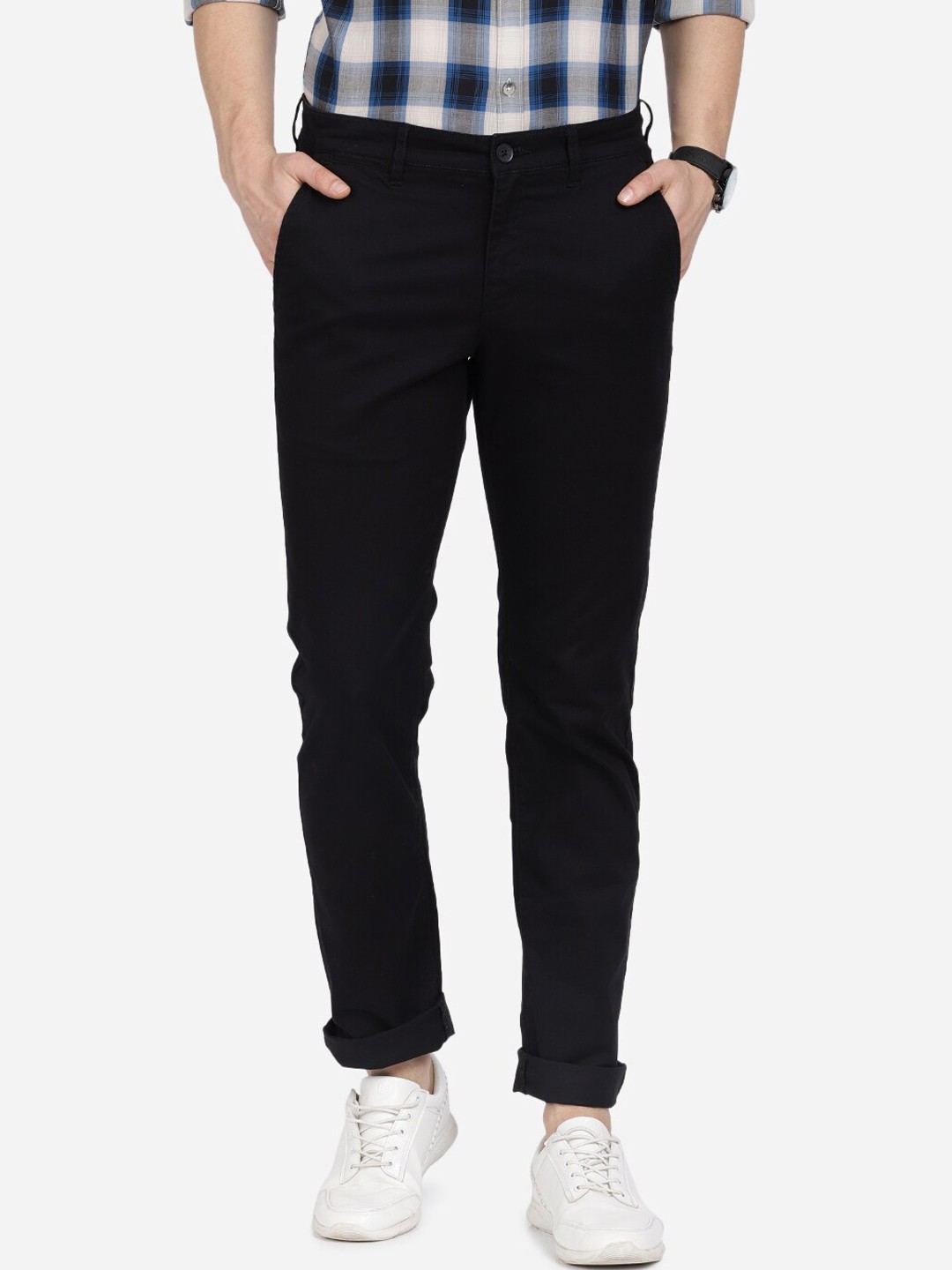 

Crocodile Men Black Slim Fit Chinos Trousers