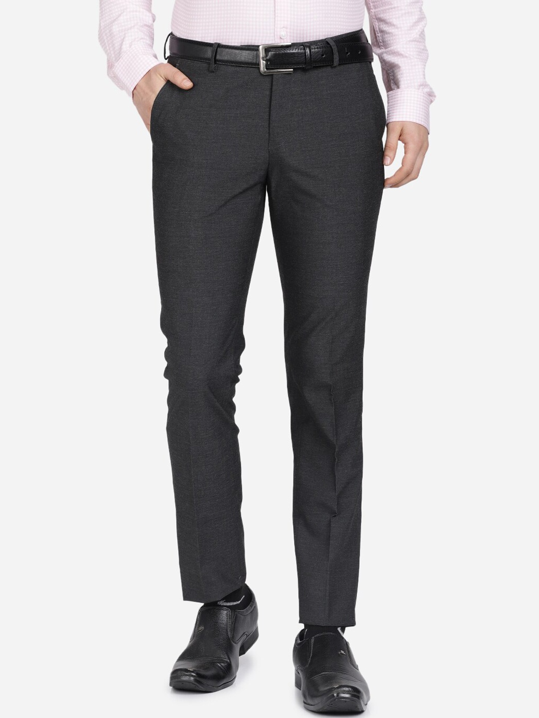 

Crocodile Men Charcoal Grey Slim Fit Formal Trousers