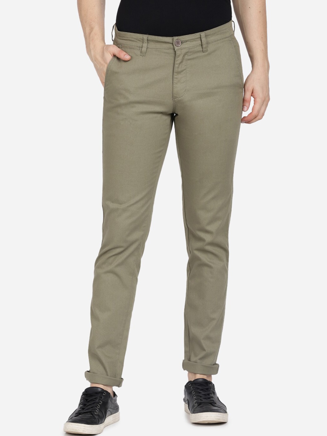 

Crocodile Men Olive Green Slim Fit Chinos Trousers