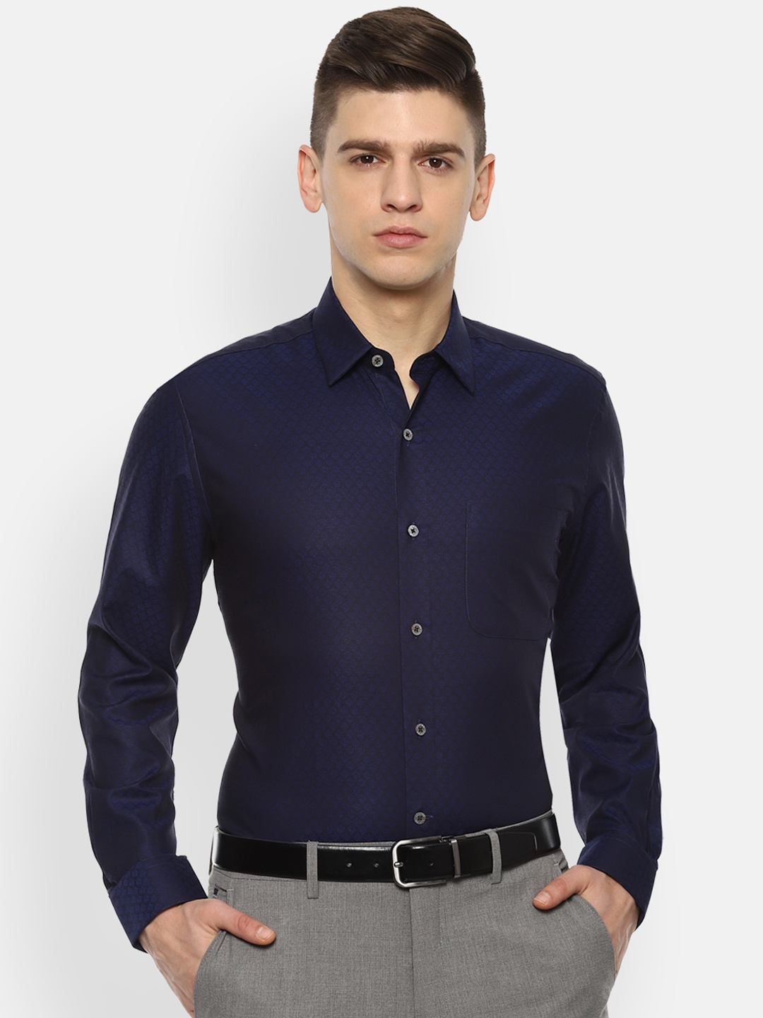 

Luxure by Louis Philippe Men Navy Blue Formal Shirt