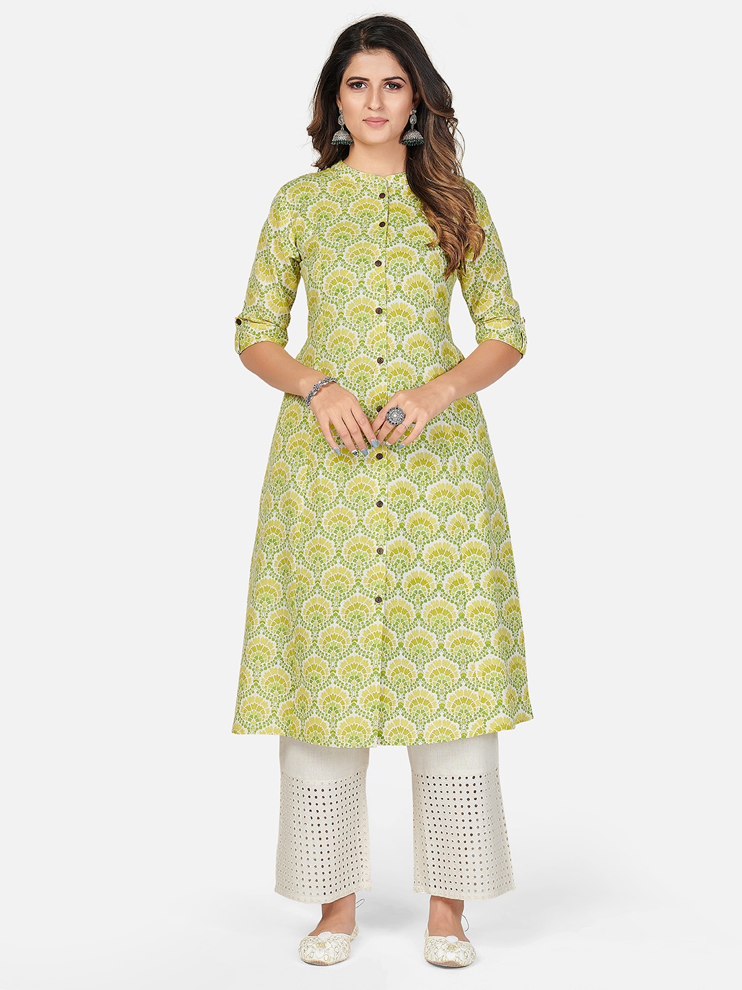 

Vbuyz Women Green Ethnic Motifs Printed Kurta