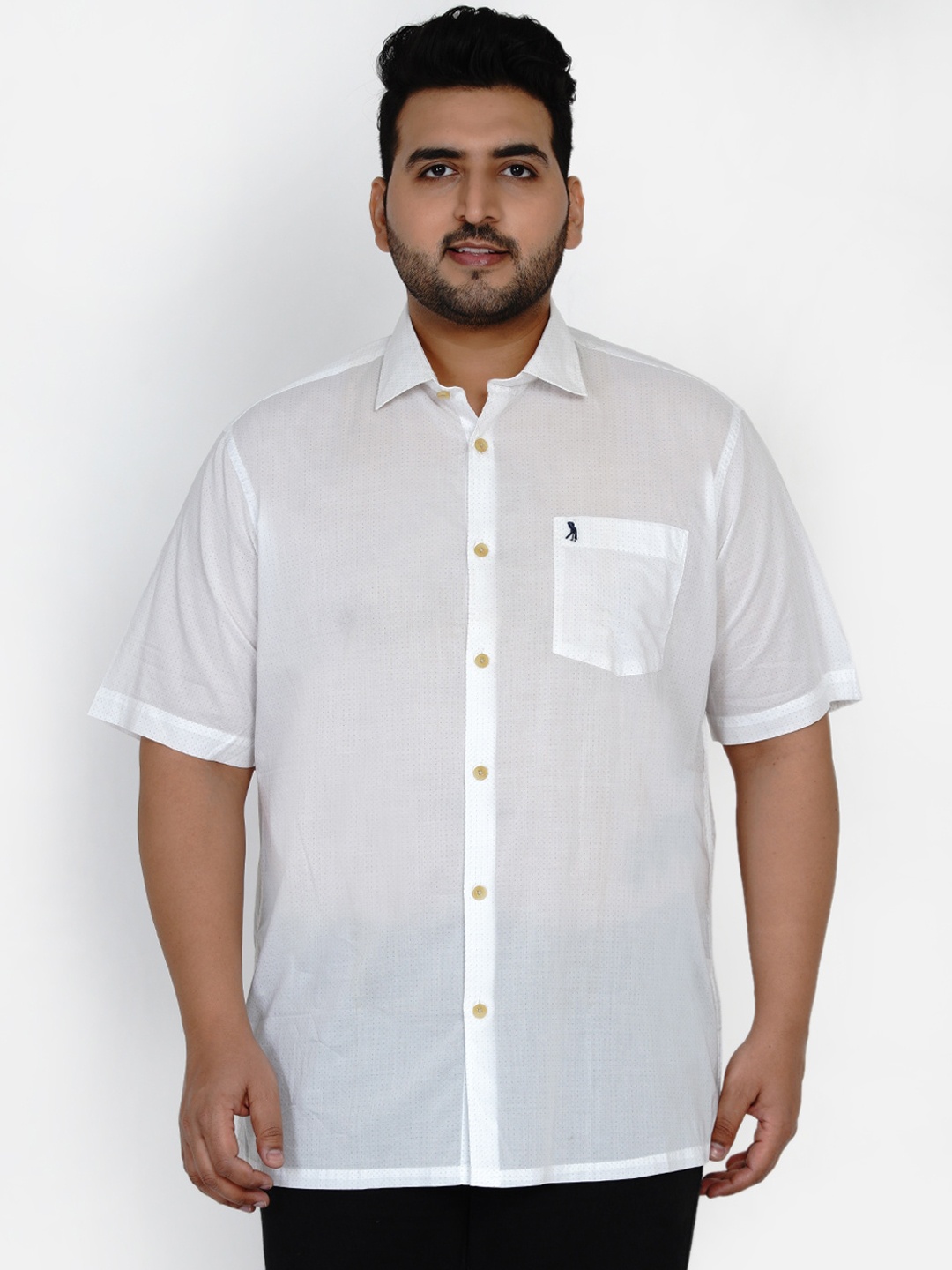 

Santonio Men White Opaque Egyptian Cotton Plus Size Casual Shirt