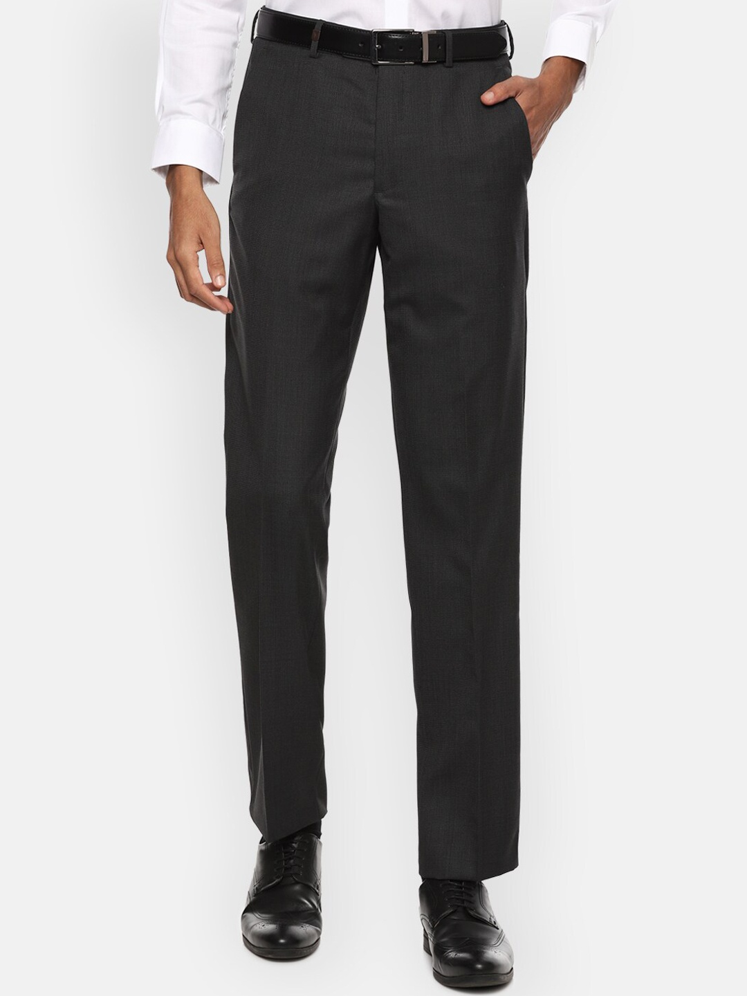 

Van Heusen Men Black Mid-Rise Formal Trousers