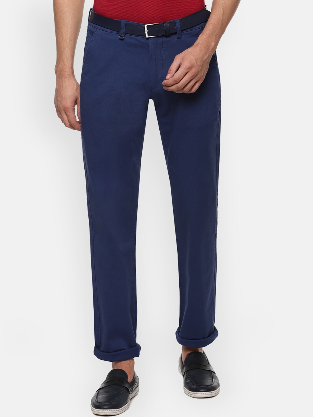 

Van Heusen Men Navy Blue Mid-Rise Regular Fit Trousers