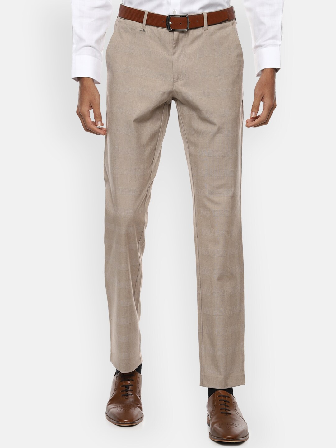 

Van Heusen Men Beige Mid-Rise Formal Trousers