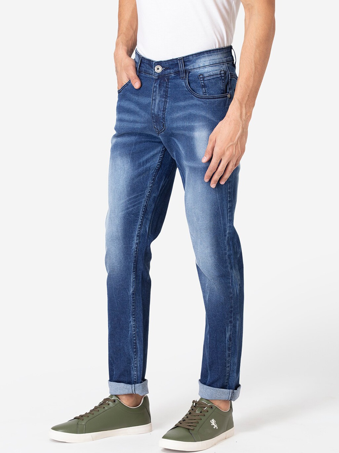 

Allen Cooper Men Navy Blue Slim Fit Heavy Fade Jeans